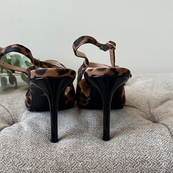Unisa Leopard Print Pointed Slingback Heels - Brown/Black - Picture 3 of 3
